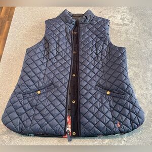 Joules Navy Blue and Floral Reversible Quilted Vest